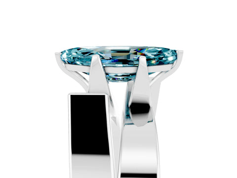 White gold Modern Tension Set Marquise Cut Blue Topaz Solitaire Wide Band Ring_5