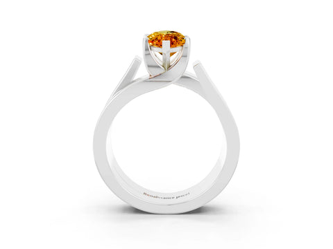 White gold Modern Tension Set Marquise Cut Citrine Solitaire Wide Band Ring_3