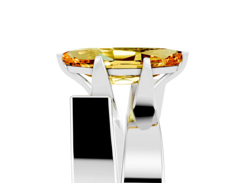 White gold Modern Tension Set Marquise Cut Citrine Solitaire Wide Band Ring_5
