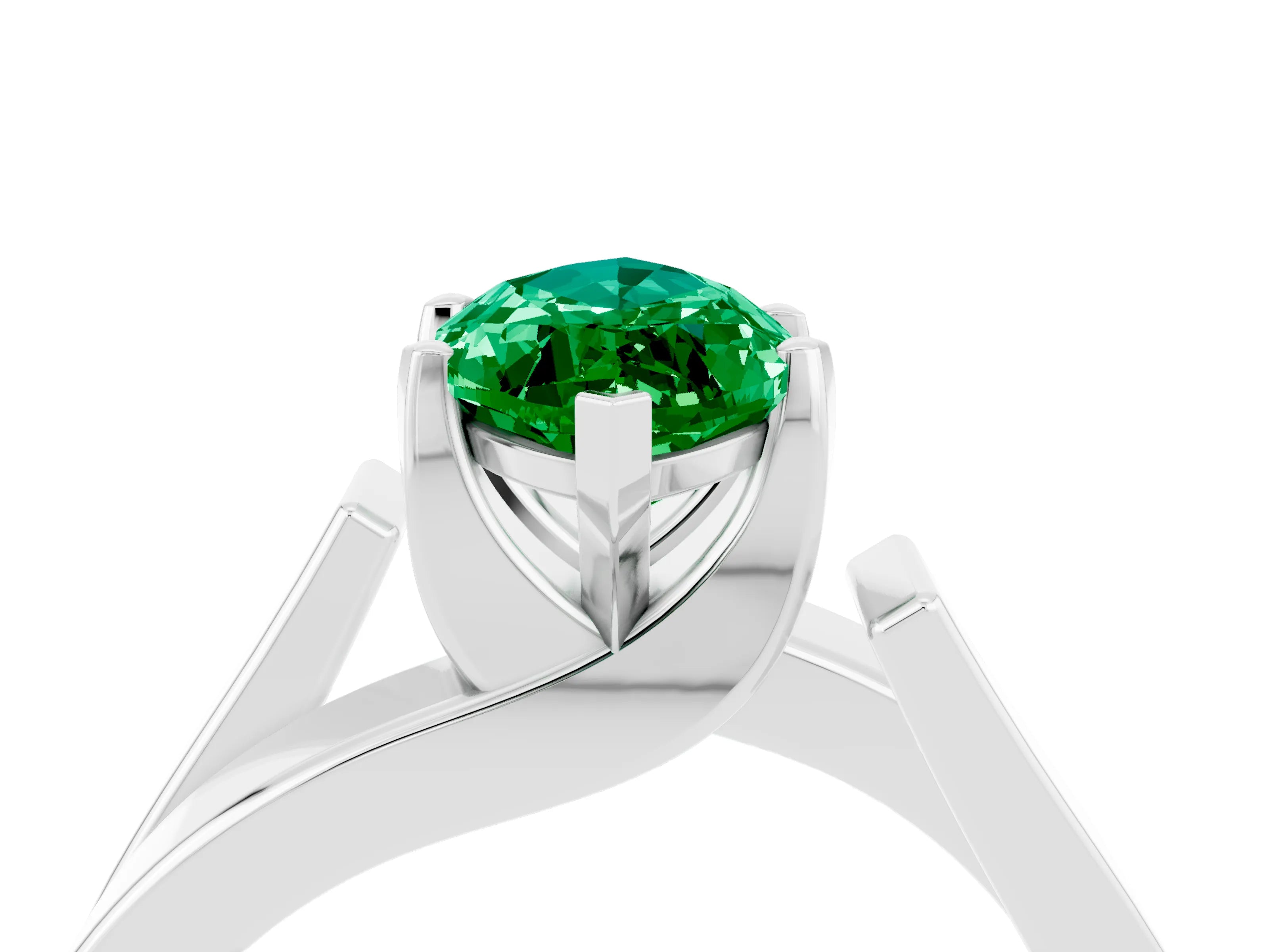 White gold Modern Tension Set Marquise Cut Emerald Solitaire Wide Band Ring_4