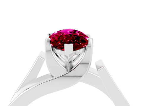 White gold Modern Tension Set Marquise Cut Garnet Solitaire Wide Band Ring_4