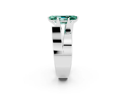 White gold Modern Tension Set Marquise Cut Green Sapphire Solitaire Wide Band Ring_2