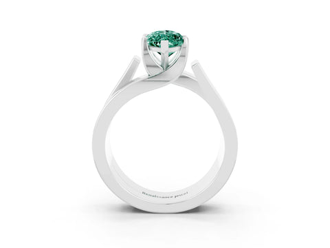 White gold Modern Tension Set Marquise Cut Green Sapphire Solitaire Wide Band Ring_3