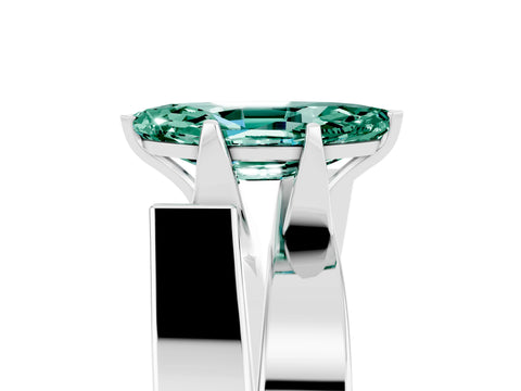 White gold Modern Tension Set Marquise Cut Green Sapphire Solitaire Wide Band Ring_5