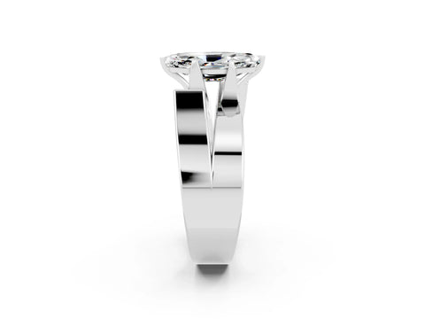 White gold Modern Tension Set Marquise Cut Moissanite Solitaire Wide Band Ring_2