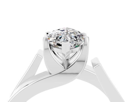White gold Modern Tension Set Marquise Cut Moissanite Solitaire Wide Band Ring_4