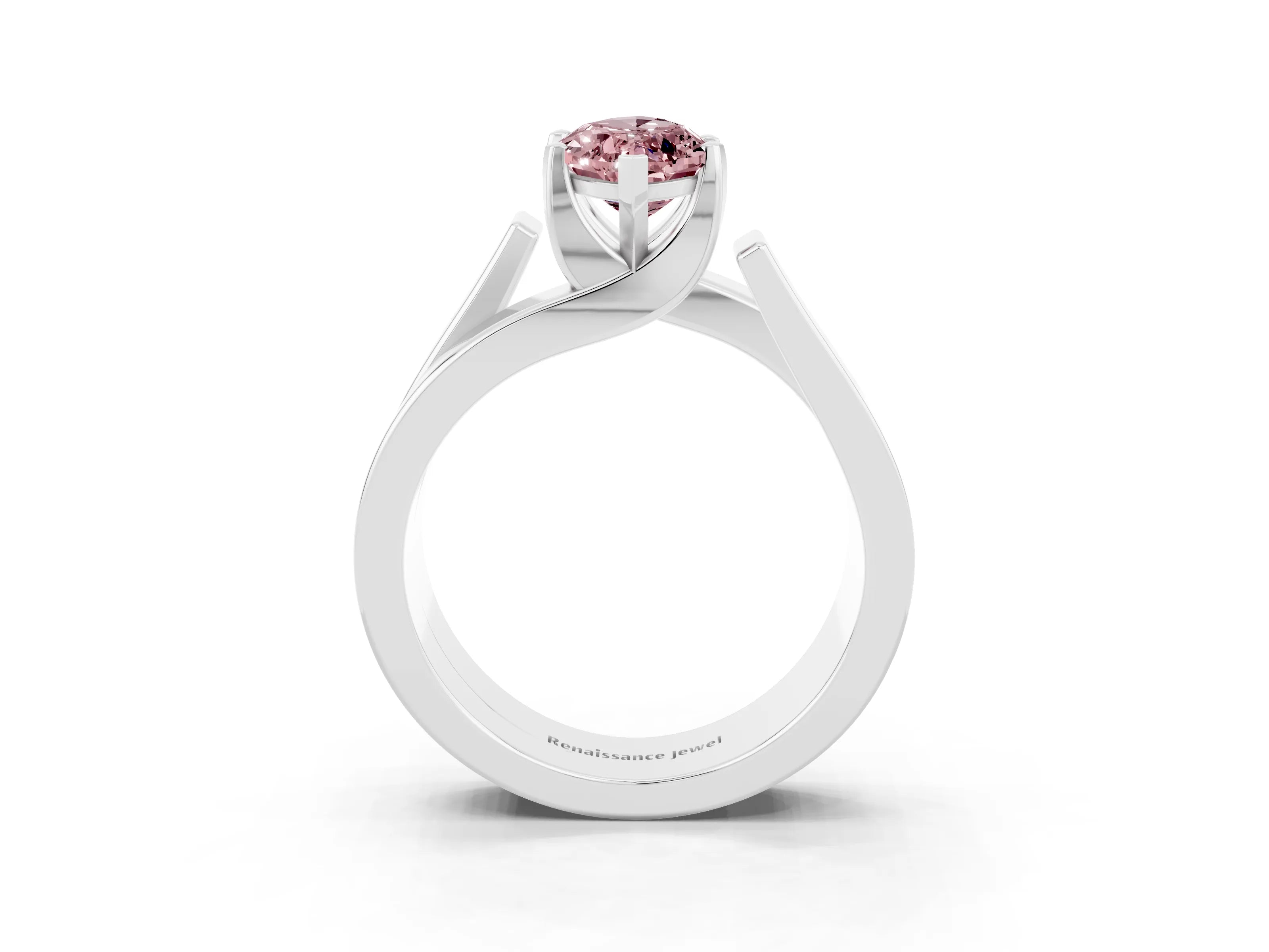 White gold Modern Tension Set Marquise Cut Morganite Solitaire Wide Band Ring_3