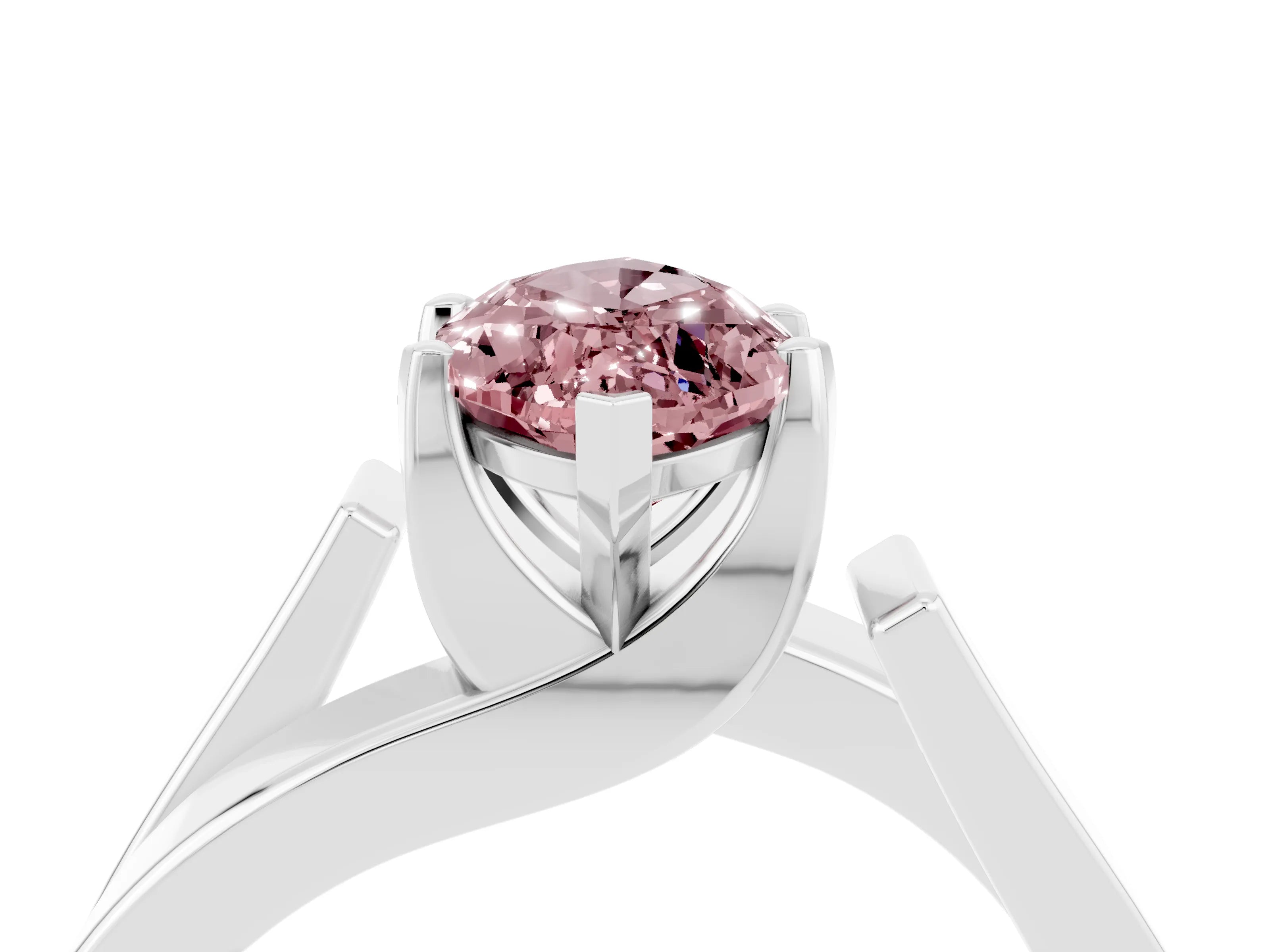 White gold Modern Tension Set Marquise Cut Morganite Solitaire Wide Band Ring_4