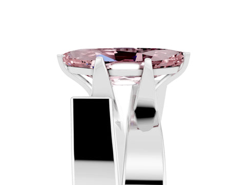 White gold Modern Tension Set Marquise Cut Morganite Solitaire Wide Band Ring_5