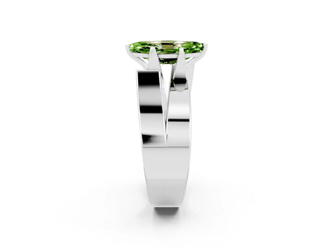 White gold Modern Tension Set Marquise Cut Peridot Solitaire Wide Band Ring_2
