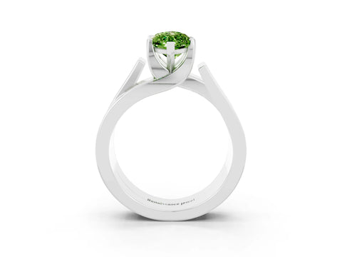White gold Modern Tension Set Marquise Cut Peridot Solitaire Wide Band Ring_3