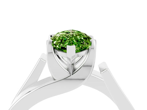 White gold Modern Tension Set Marquise Cut Peridot Solitaire Wide Band Ring_4