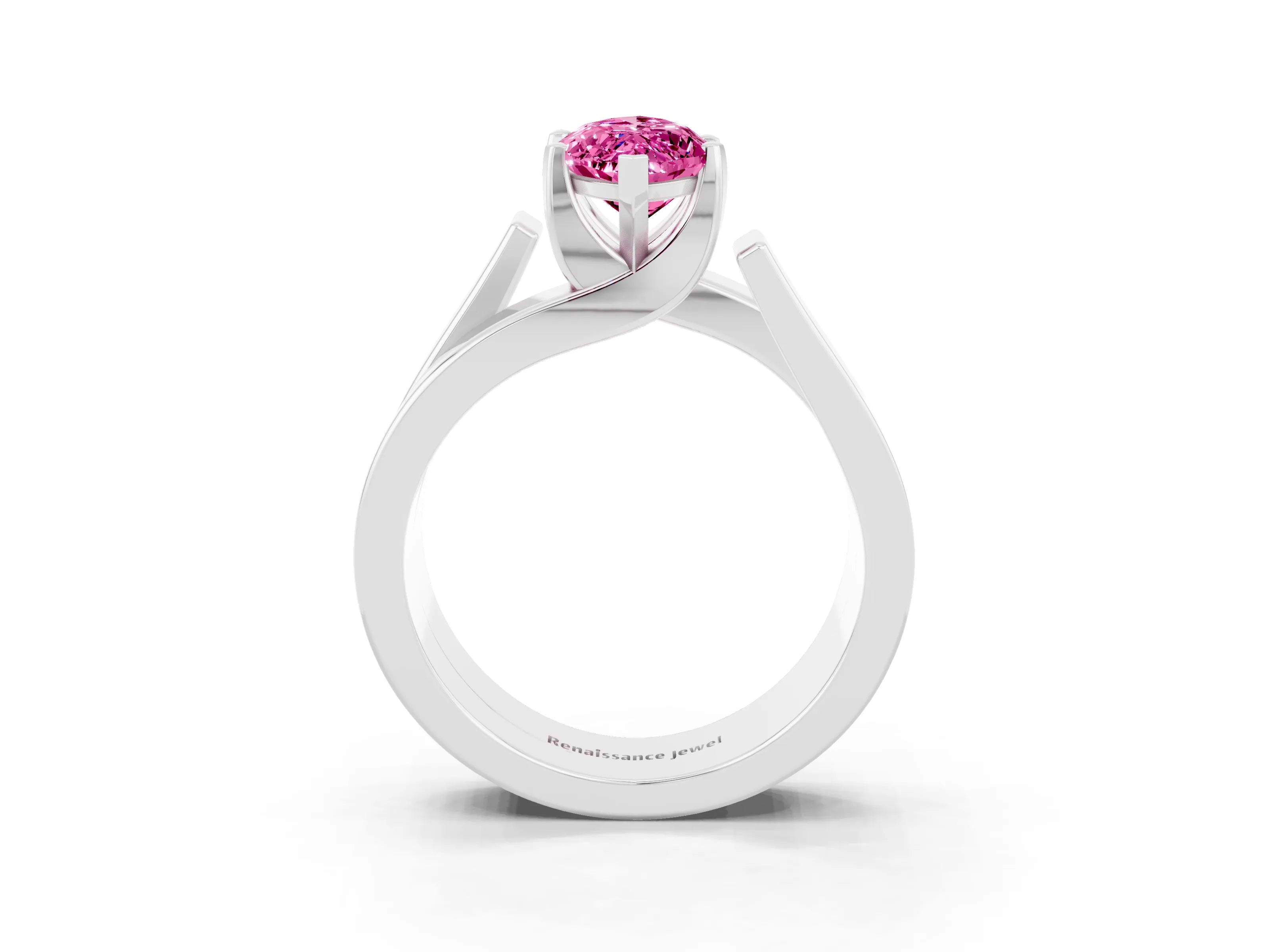 White gold Modern Tension Set Marquise Cut Pink Sapphire Solitaire Wide Band Ring_15