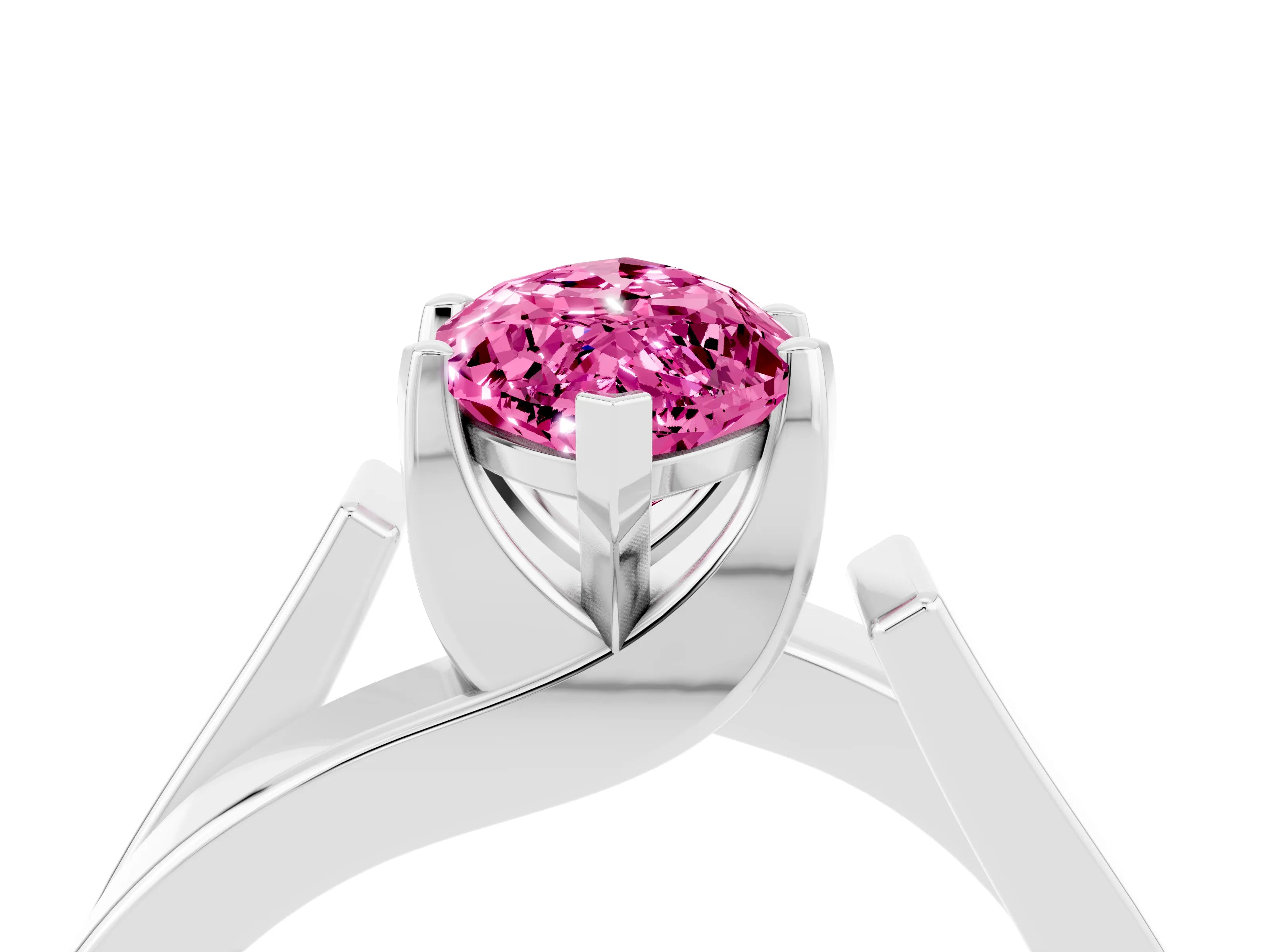 White gold Modern Tension Set Marquise Cut Pink Sapphire Solitaire Wide Band Ring_16