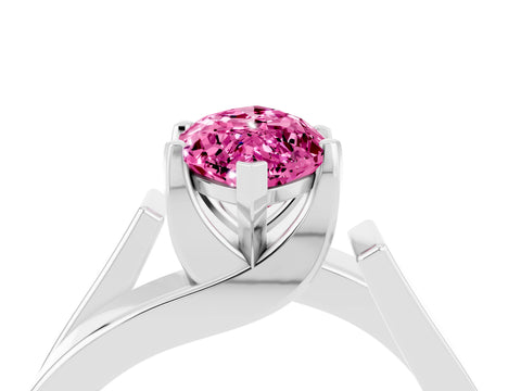 White gold Modern Tension Set Marquise Cut Pink Sapphire Solitaire Wide Band Ring_16