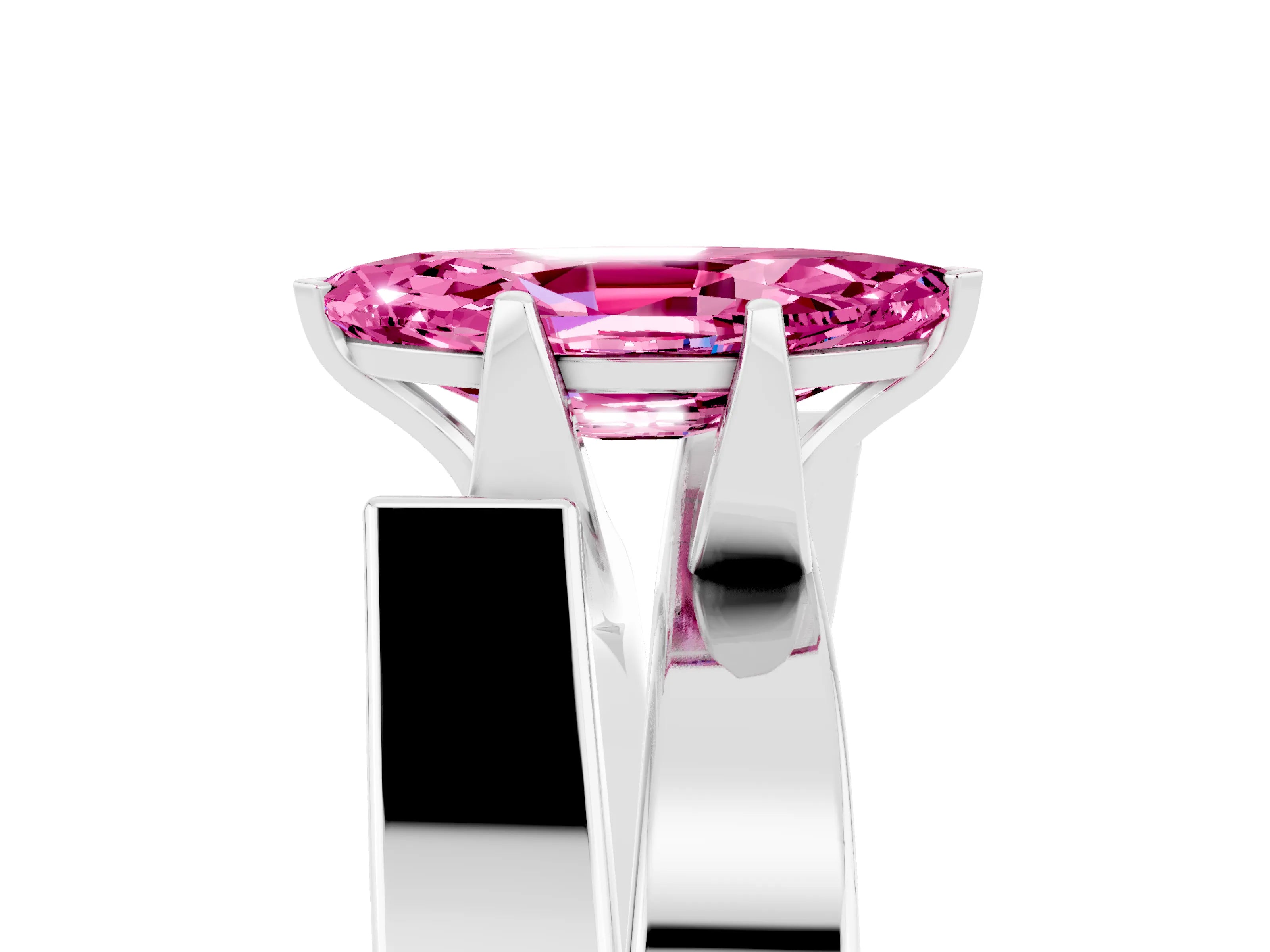 White gold Modern Tension Set Marquise Cut Pink Sapphire Solitaire Wide Band Ring_17