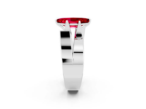 White gold Modern Tension Set Marquise Cut Ruby Solitaire Wide Band Ring_2