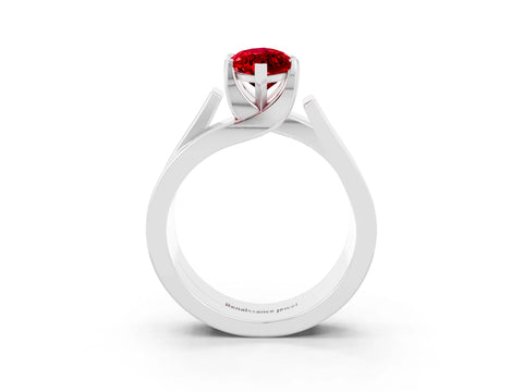 White gold Modern Tension Set Marquise Cut Ruby Solitaire Wide Band Ring_3