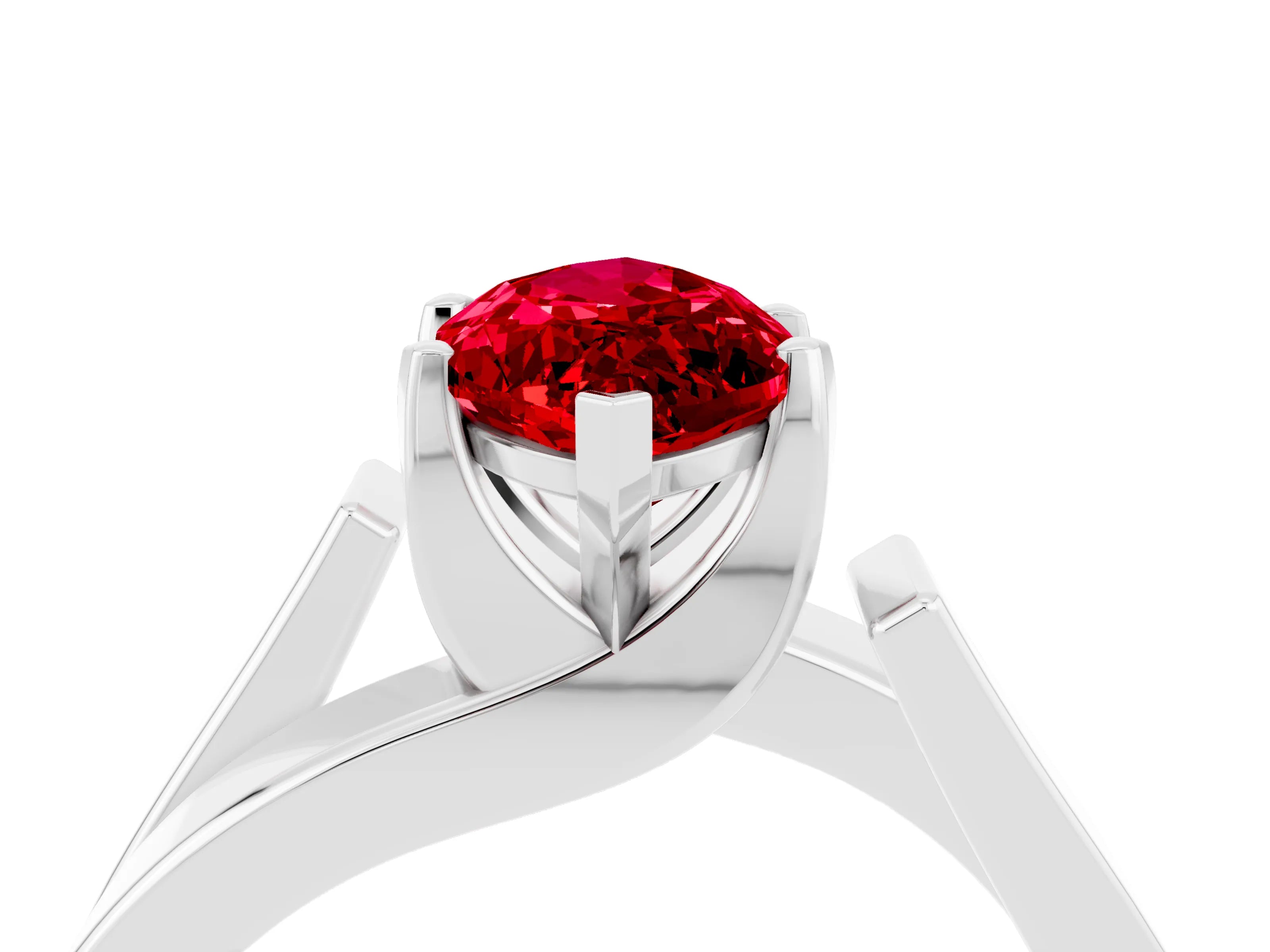 White gold Modern Tension Set Marquise Cut Ruby Solitaire Wide Band Ring_4