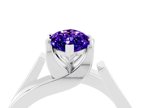White gold Modern Tension Set Marquise Cut Tanzanite Solitaire Wide Band Ring_4