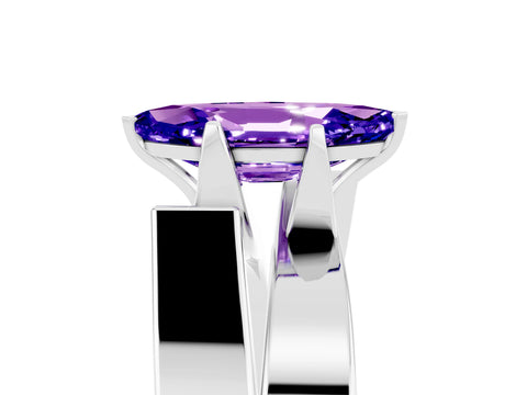 White gold Modern Tension Set Marquise Cut Tanzanite Solitaire Wide Band Ring_5