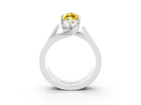 White gold Modern Tension Set Marquise Cut Yellow Sapphire Solitaire Wide Band Ring_15