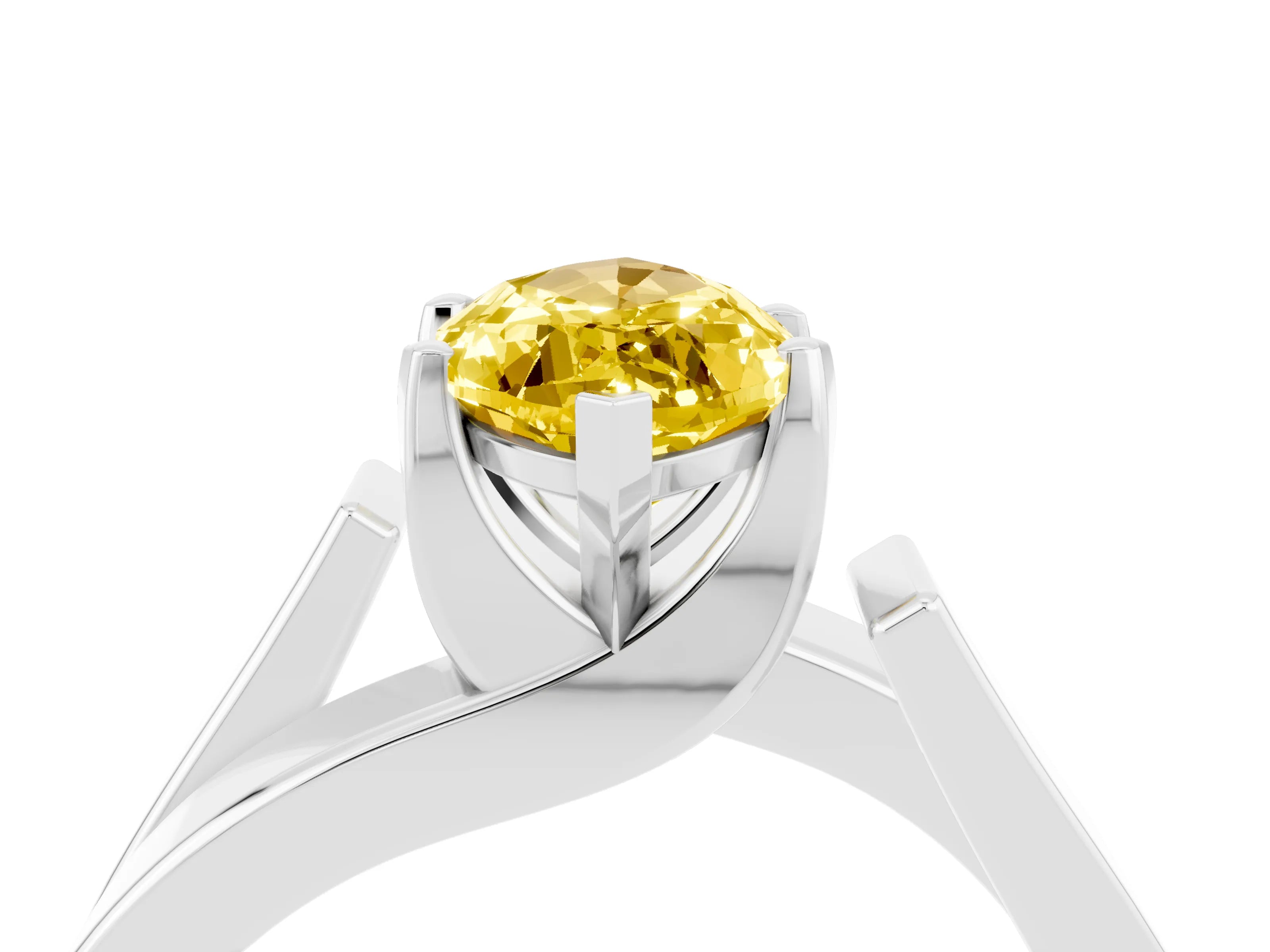 White gold Modern Tension Set Marquise Cut Yellow Sapphire Solitaire Wide Band Ring_16