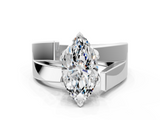 White gold Modern Tension Set Marquise Solitaire Wide Band Ring_162