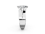 White gold Modern Tension Set Marquise Solitaire Wide Band Ring_164