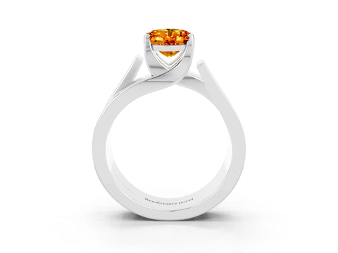 White gold Modern Tension Set Oval Cut Citrine Solitaire Wide Band Ring_3