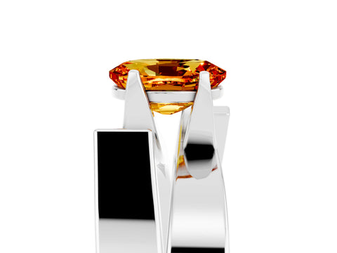White gold Modern Tension Set Oval Cut Citrine Solitaire Wide Band Ring_5