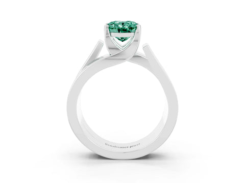 White gold Modern Tension Set Oval Cut Green Sapphire Solitaire Wide Band Ring_3