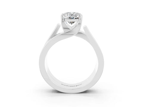 White gold Modern Tension Set Oval Cut Moissanite Solitaire Wide Band Ring_3