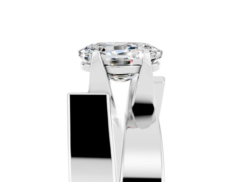 White gold Modern Tension Set Oval Cut Moissanite Solitaire Wide Band Ring_5