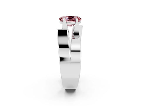 White gold Modern Tension Set Oval Cut Morganite Solitaire Wide Band Ring_2