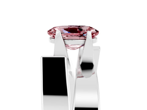 White gold Modern Tension Set Oval Cut Morganite Solitaire Wide Band Ring_5