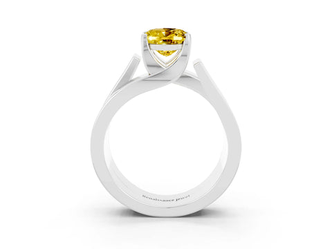 White gold Modern Tension Set Oval Cut Yellow Sapphire Solitaire Wide Band Ring_15