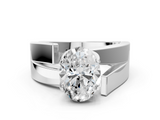 White gold Modern Tension Set Oval Solitaire Wide Band Ring_129