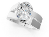 White gold Modern Tension Set Oval Solitaire Wide Band Ring_130