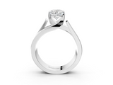 White gold Modern Tension Set Oval Solitaire Wide Band Ring_131