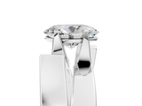 White gold Modern Tension Set Oval Solitaire Wide Band Ring_134
