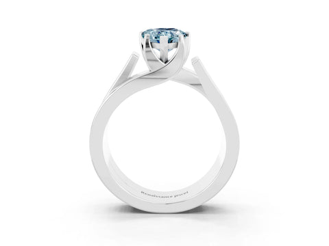 White gold Modern Tension Set Pear Cut Aquamarine Solitaire Wide Band Ring_3