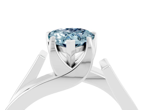 White gold Modern Tension Set Pear Cut Aquamarine Solitaire Wide Band Ring_4