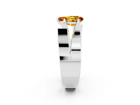 White gold Modern Tension Set Pear Cut Citrine Solitaire Wide Band Ring_22