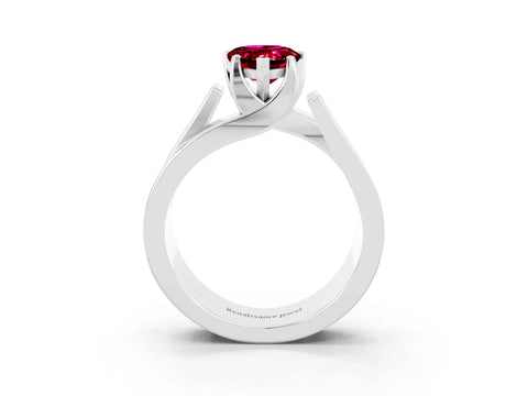 White gold Modern Tension Set Pear Cut Garnet Solitaire Wide Band Ring_3