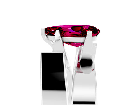 White gold Modern Tension Set Pear Cut Garnet Solitaire Wide Band Ring_5