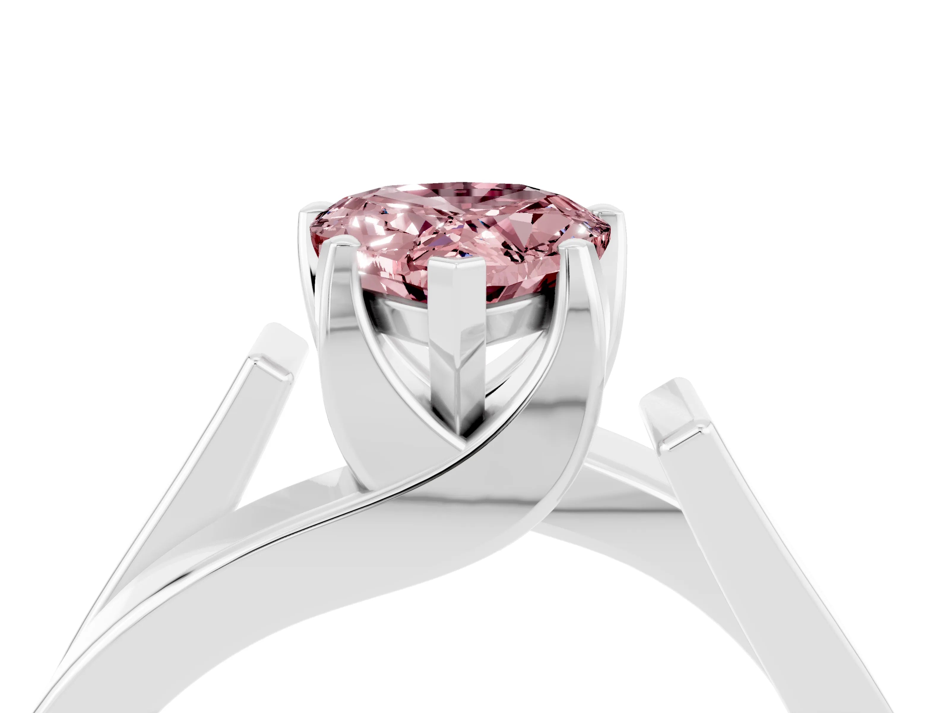 White gold Modern Tension Set Pear Cut Morganite Solitaire Wide Band Ring_4
