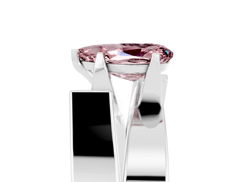 White gold Modern Tension Set Pear Cut Morganite Solitaire Wide Band Ring_5
