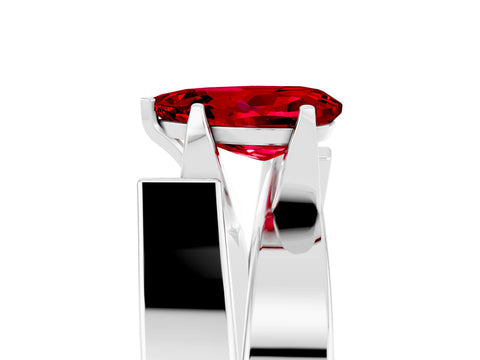 White gold Modern Tension Set Pear Cut Ruby Solitaire Wide Band Ring_5