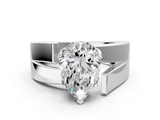 White gold Modern Tension Set Pear Solitaire Wide Band Ring_145